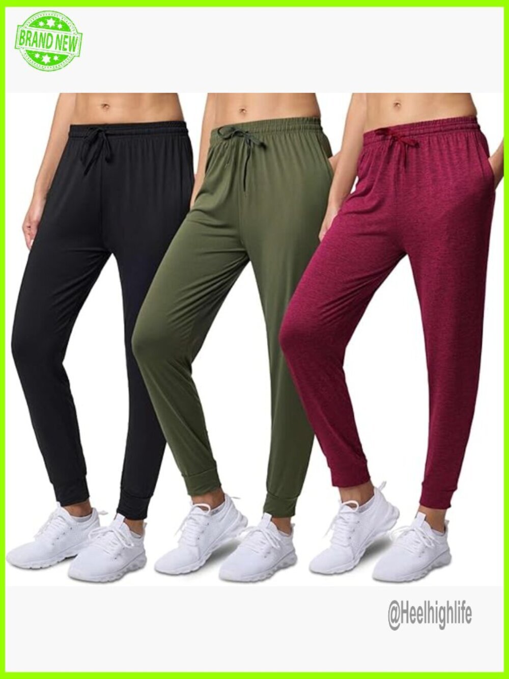 Women's Dry-Fit Joggers 3-Pack, Plus Size, Drawstring, Active Lounge Pants